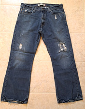 Pantalones de mezclilla Levis 527 corte bota baja para hombre talla 36 x 30 desgastados grunge