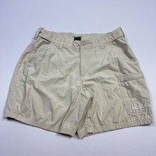 Huk Fishing Shorts Mens Large Khaki Performance Cargo Zip Pockets Outdoor