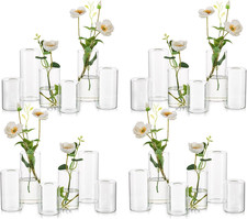 Jarrones pequeños de vidrio para centros de mesa - 24 piezas jarrones transparentes soplados de una sola flor