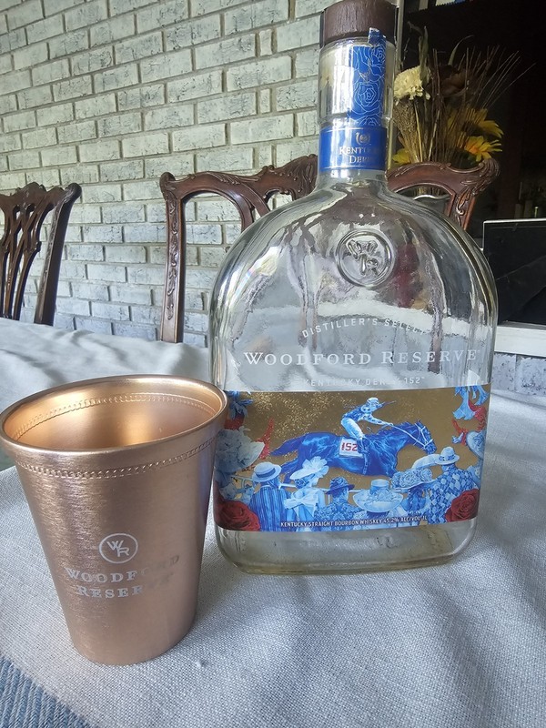 Woodford Reserve Kentucky Derby 152 Empty Bottle With Mint Julep Cup, Unrinsed