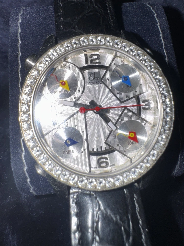Reloj Diamante Original Jacob & Co Madreperla 5 Zona Horaria Foto 3 de 4