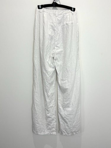 Dissh Womens Linen Pants 8 S White High Rise Linen Inner Lined Pockets Coastal - Picture 4 of 13