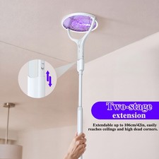 Electric Fly Swatter Racket Rechargeable Bug Zapper with a Telescopic Extension