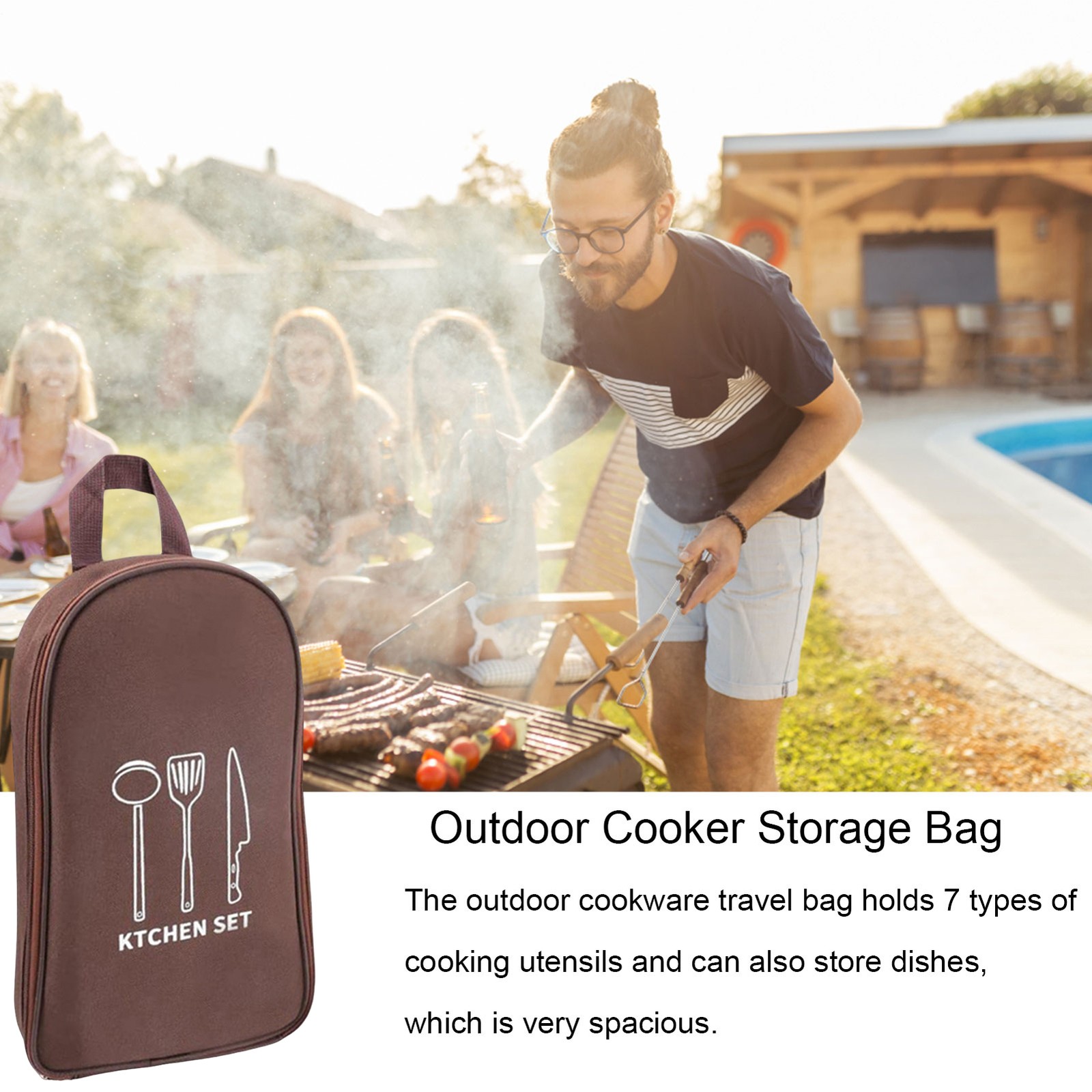 Camping Cookware Bag Set Travel Organizer Grill Accessories(Excluding tableware)