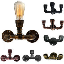 Vintage Modern Steampunk E27 Metal Wall Light Industrial Water Pipe Sconce Lamp