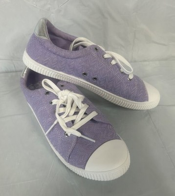 New Purple Lilac Lavender Purple ROXY Lace Up Girls Tennis Shoes size 4 Cute