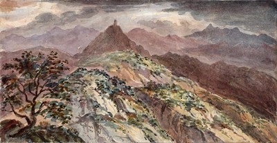 Isabella Galton Aquarell Gemälde - Nähe Bologna Italien - 19. Jahrhundert