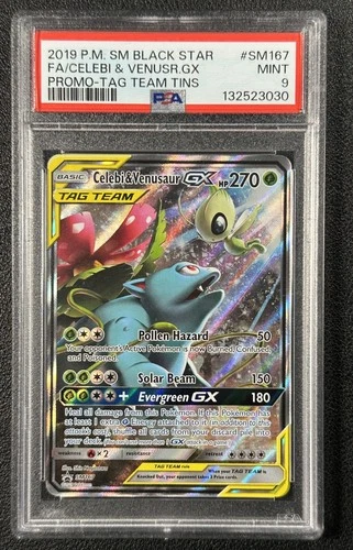 CELEBI & VENUSAUR TAG TEAM PSA 9 2019 POKEMON SM BLACK STAR PROMOS #SM167 FA 030