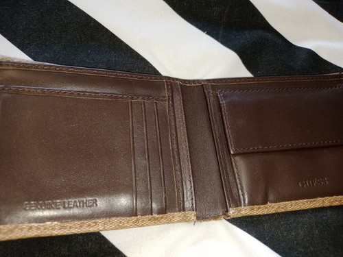 Guess Herren Braun Beige Leder Geldbörse Repeat Logo Kreditkartenfächer Geldhüllen - Bild 4 von 5