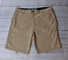 Hurley Chino Shorts Mens Size 36 Khaki Tan Flat Front Stretch Cotton Casual Surf