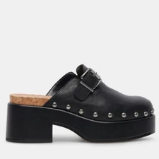 Dolce Vita Yevan Black Leather Studded Clogs Size 7