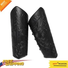Steampunk Dragon Bracers - Medieval Leather Arm Cuffs for Fantasy Costume Lovers