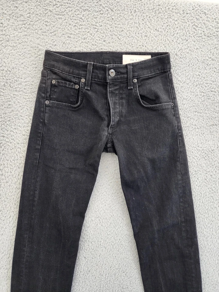 Rag & Bone Jeans Mens 28 Black Fit 1 Extra Slim Standard Issue Button Fly Denim - Image 2 of 4