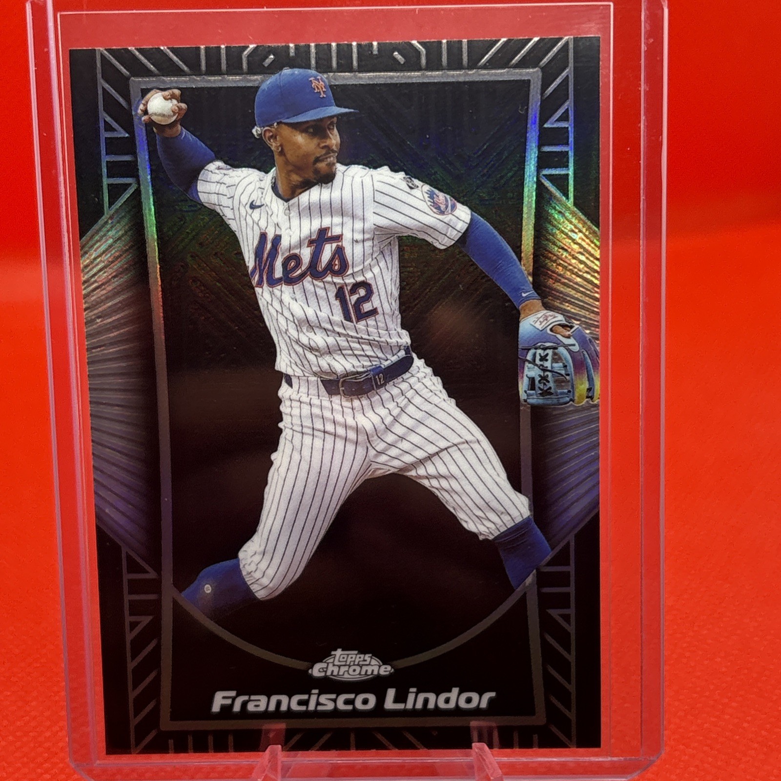 2025 Topps Chrome Francisco Lindor Shadow Etch Case Hit New York Mets