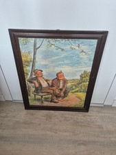 großes Vintage Wandbild „Die Sorglosen“ – signiert Otto Quante – im Holzrahmen