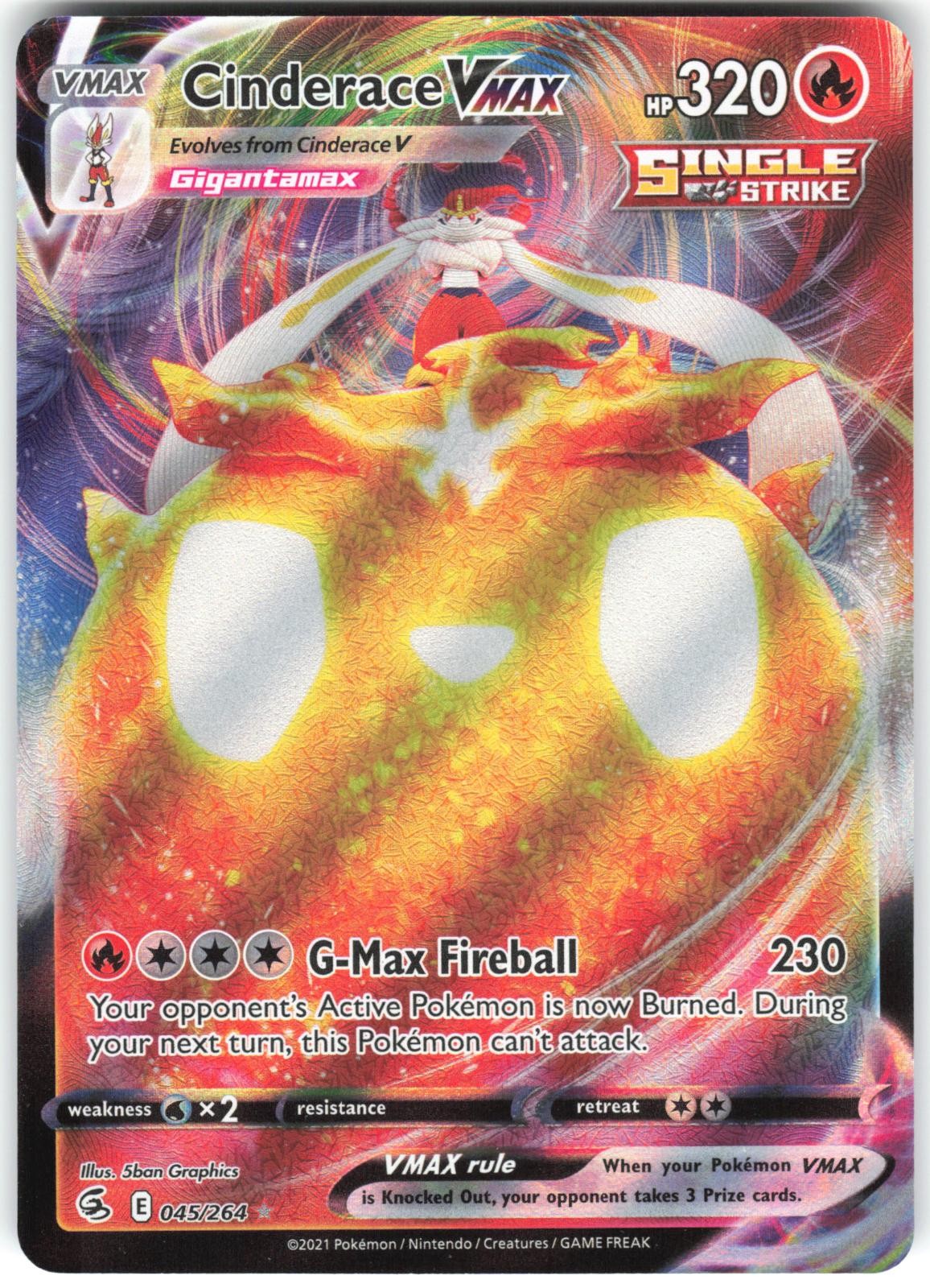 Cinderace VMAX 045/264 Fusion Strike HOLO Pokemon NM