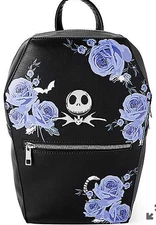 Nightmare Before Christmas Floral Coffin Jack Skellington Mini Backpack