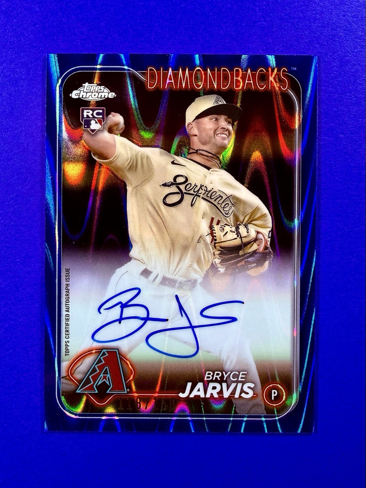2024 Topps Chrome #RA-BJ Bryce Jarvis Rookie Autographs Blue Refractor #/150