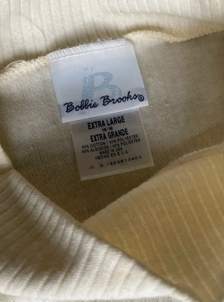 VTG Bobbie Brooks Soft Ivory Long Sleeve XL (16, 18) Ribbed Mock Turtleneck NWOT - Image 4 of 4