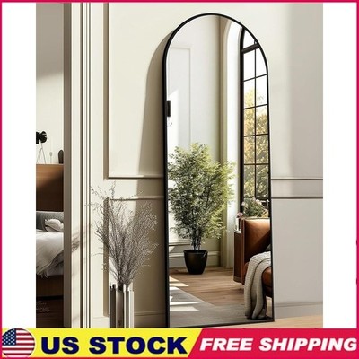 Arch Floor Mirror Shatterproof Design Hidden Stand Aluminum Frame Home Decor New