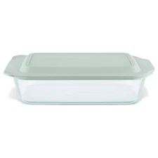 Pyrex 9"x13" Glass Deep Casserole Dish with Lid Sage Green: 5 Qt Baking Dish