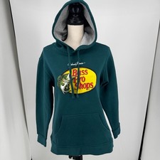 Bass Pro Shops Johnny Morris Hoodie WOMENS Green Pullover Sweatshirt SIZE M