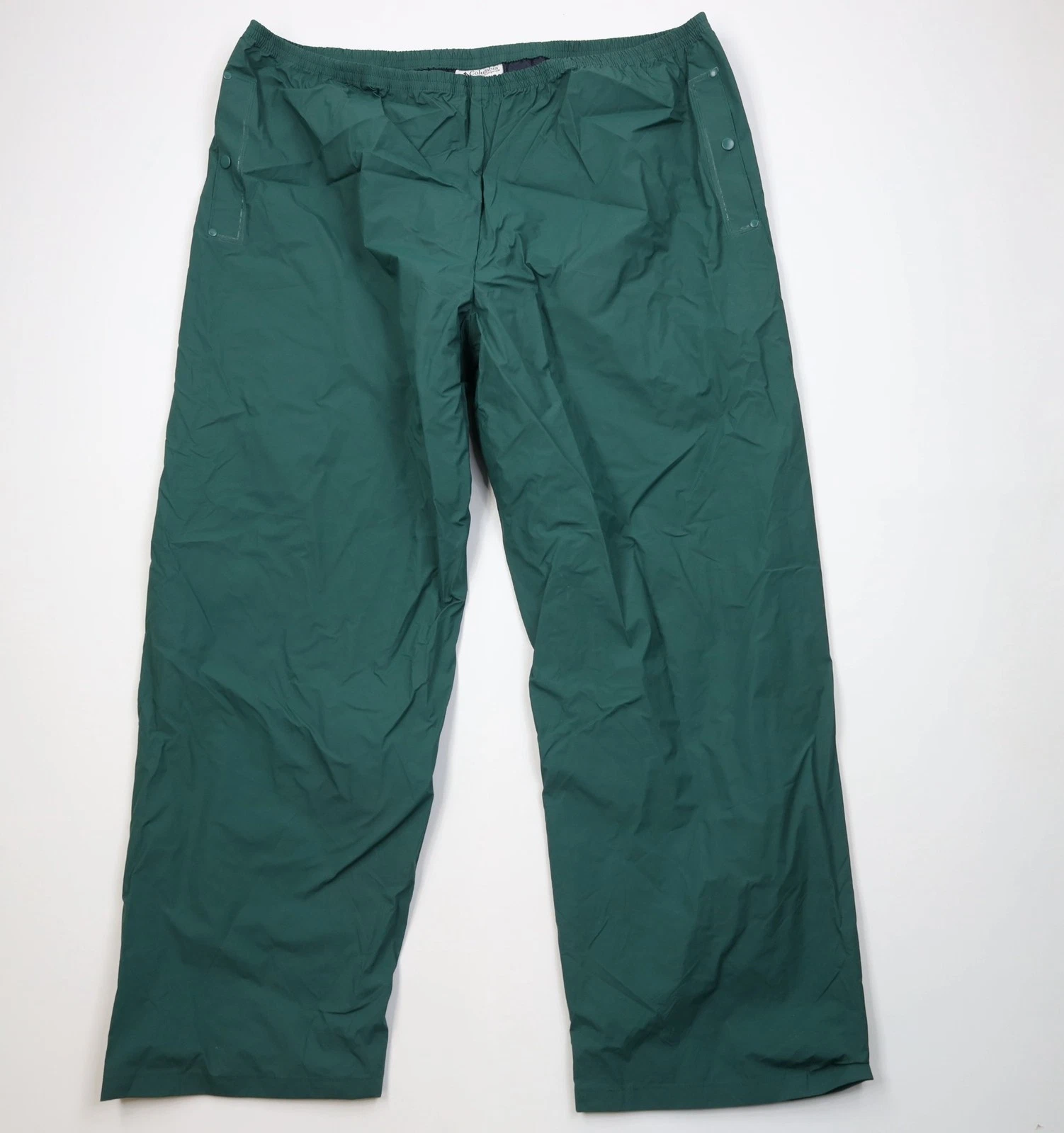 Vintage 90s Columbia Mens Size 4XL Blank Rain Waterproof Wide Leg Pants Green