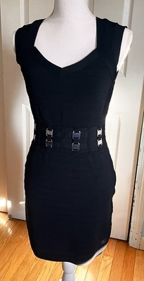 Cache, Party,  Black Ribbed Mid Drift, Evening, Size M  Christmas, New Years VTG