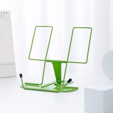 Metal Book Stand for Desk, Adjustable Reading Rest Holder, Green