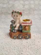 Vtg Dreamsicles Cherub Angel Figurine On A Train Candle Holder #10853 1999