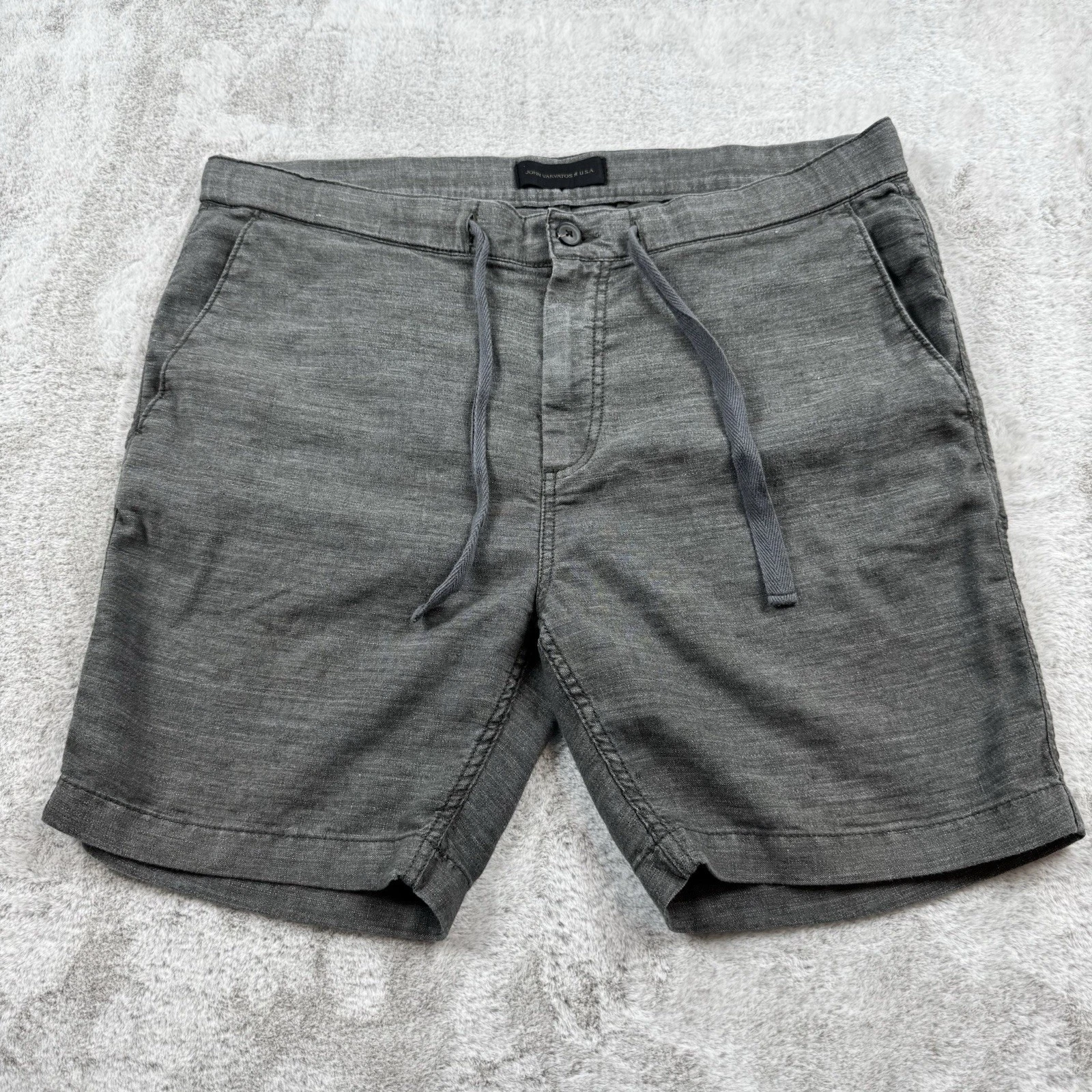 john varvatos Benson Knit Linen Chino Shorts Men’s Size 38 Heater Gray Casual
