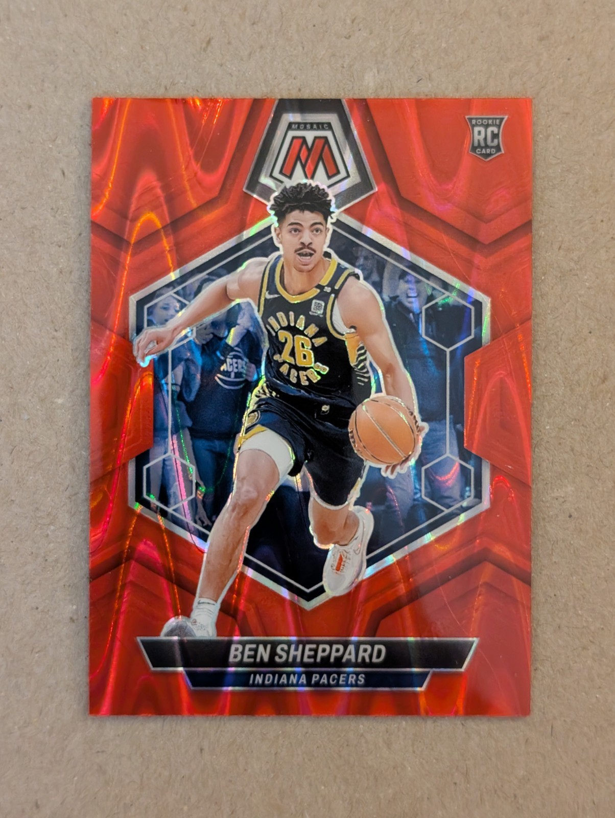 2023-24 Panini Mosaic - Rookies Ben Sheppard #244 Red Seismic Prizm /299 (RC)