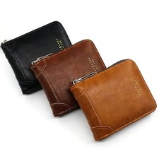 Zipper Vintage Small Short Wallets for Men Male Coin Pocket Card Holder Case Wal