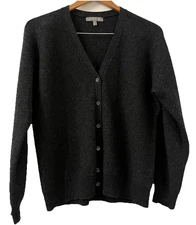 Neiman Marcus Cashmere Cardigan Sweater Women's Small Gray V Neck Grandpa Dolman