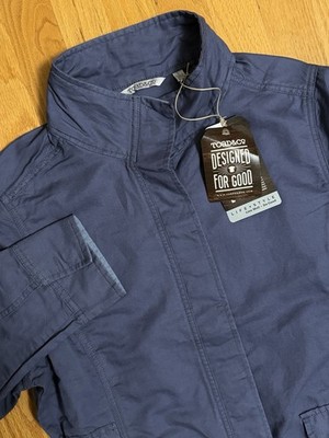 Toad & Co Womens Large Indigo Linen Cotton blend Dust Jacket Pockets NWT