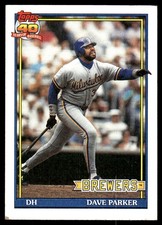 Dave Parker 1991 Topps #235 Brewers MLB READ FREE SHIPPING AutographDen