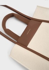 Charles & Keith Canvas Tote Bag / Shoulder Bag – Burgundy & Beige | Gently Used