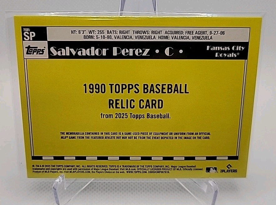 2025 Topps Series 1 — Salvador Perez 1990 Topps Baseball Relic 