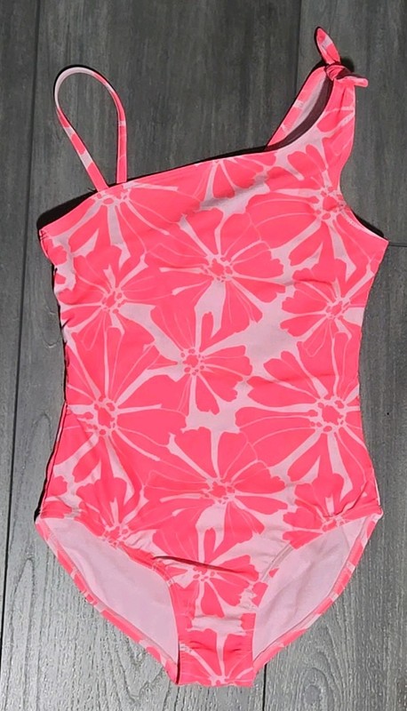 GAP Kids Girls Swim Knot-Tie One-Piece Bathing Suit - Pink Floral Size L (10)