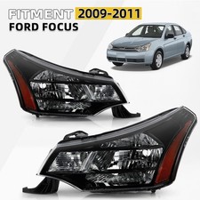 Halogen Headlight For 2009-2011 Ford Focus W Bulb Black Crystal Pair Leftright