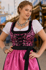 Damen Trachtenkleid Dirndl Set Bluse Schürze...