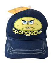 Spongebob Squarepants Hat Angry Face Boys 53cm Vintage Nickelodeon New Cap Blue