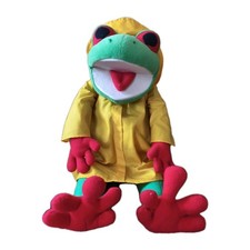 Vintage Frog puppet Play Talking 24K Company Green 18 Tall Soft Clean Plush