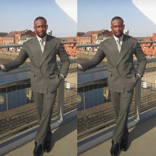Gray Men's Suits Peak Lapel Formal Wedding Groom Tuxedos Casual Outdoor 2pieces