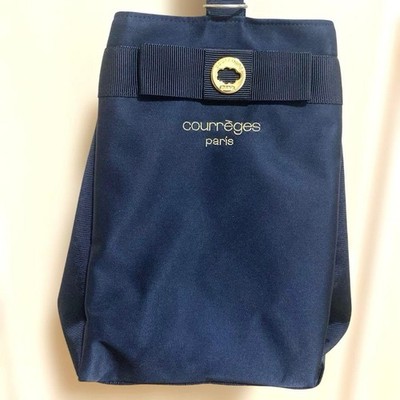 Courreges logo embroidered shoulder bag black