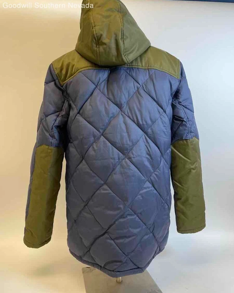Lucky Brand Men's Green/Blue Quilted Parka Jacket - Size Medium - Image 3 of 4