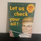 VINTAGE SHELL CHECK YOUR OIL GASOLINE MOTOR PORCELAIN SIGN