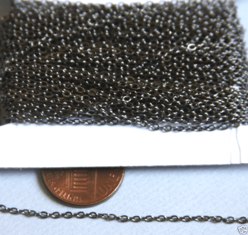 32 ft Spool of Gunmetal Tiny Flat Cable Chain 1.5mm - Picture 2 of 2