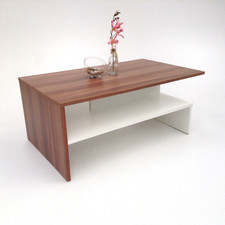 Couchtisch Wohnzimmertisch Sofatisch Kaffeetisch Holztisch Tisch Nussbaum Weiß