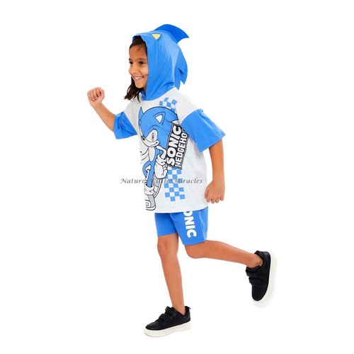 Sonic The Hedgehog Boys Hoodie T Shirt Shorts Set Sizes 4- 10 Outfit Costume NWT - Picture 7 of 8